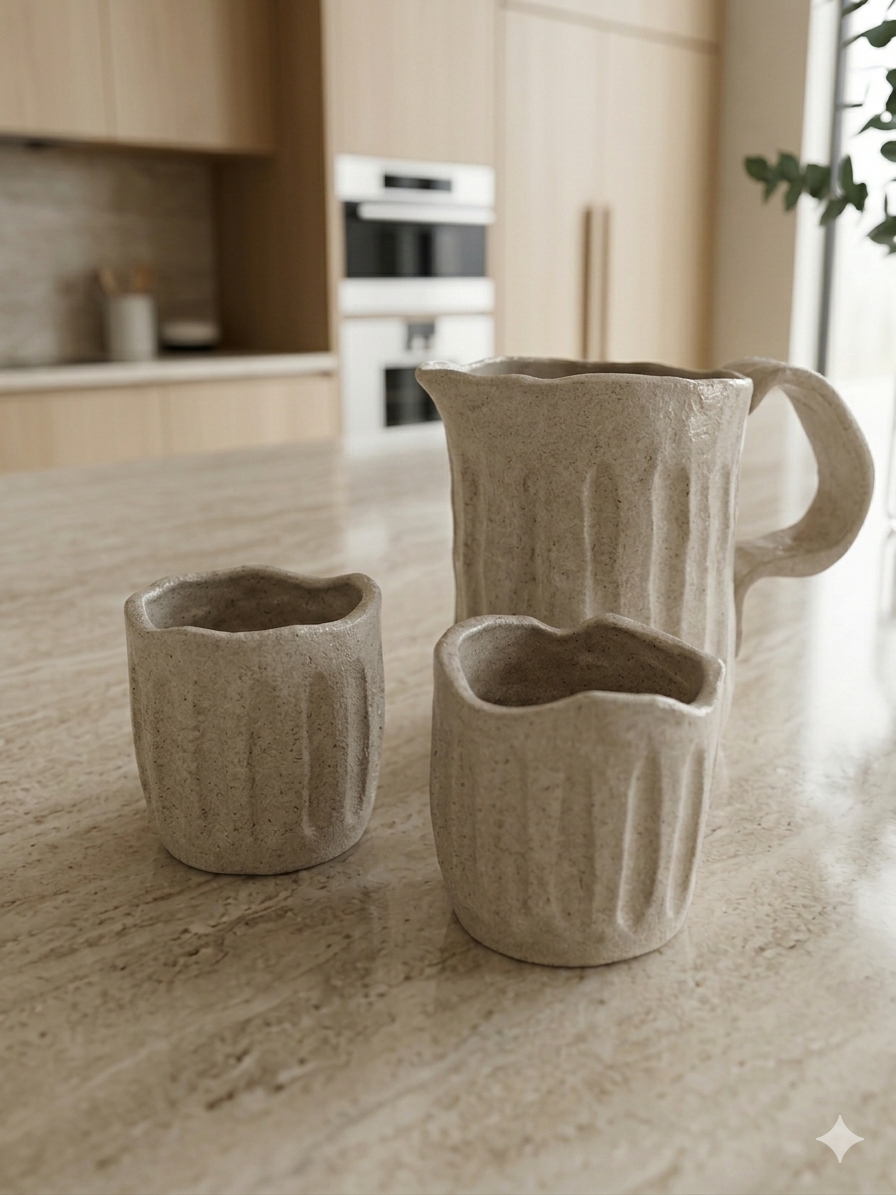 Set Jarra y vasos cerámica