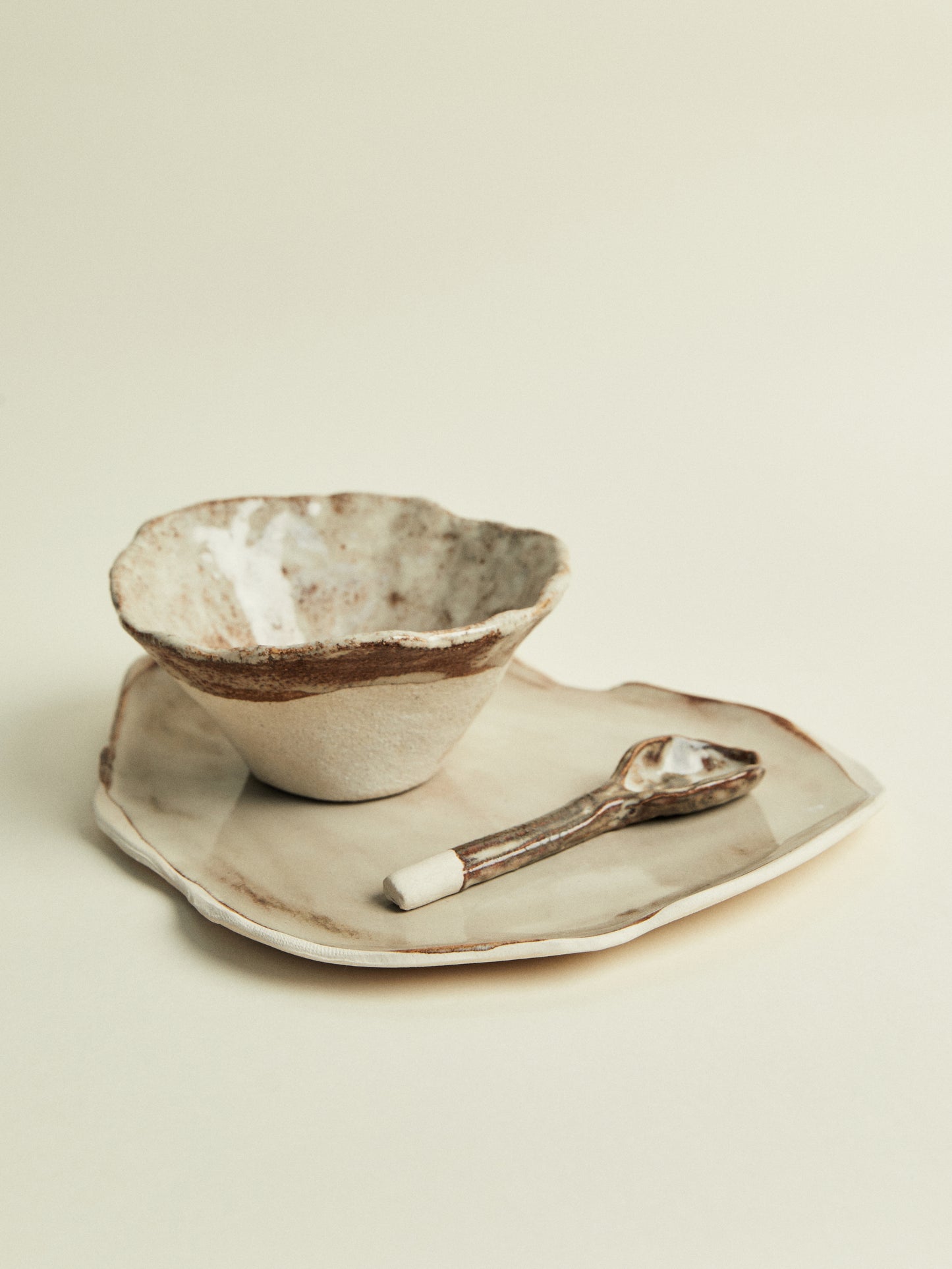 Set de 2 Bowls moteados y beiges